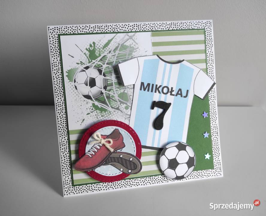 Kartka ręcznie robiona na urodziny pilkarza Rękodzieło Łódź