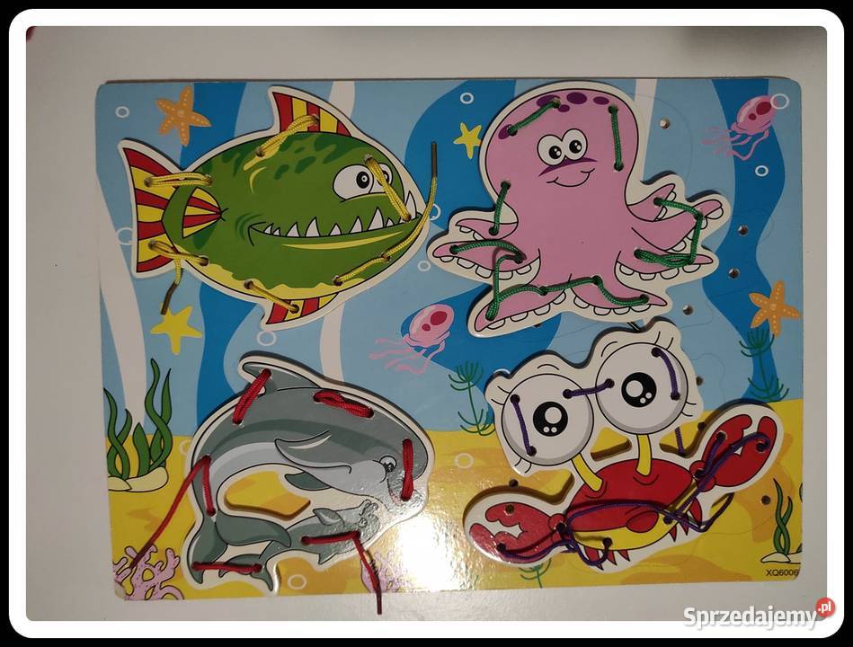 Drewniana zabawka przyszywanka sznurowanka 3 lata+ Edukacyjne Płock