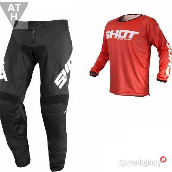 STRÓJ CROSS SPODNIE KOSZULKA BLACK RED 42XL Mrągowo