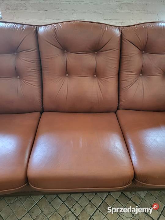 Wypoczynek skórzany kanapa 3 osobowa z dwoma śląskie Rybnik