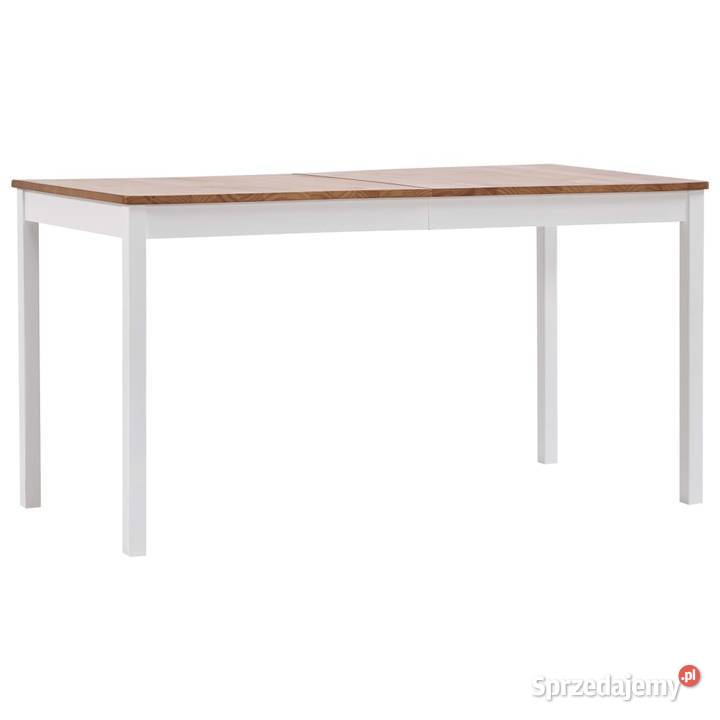 vidaXL Stół do jadalni, biało-brązowy, 283402