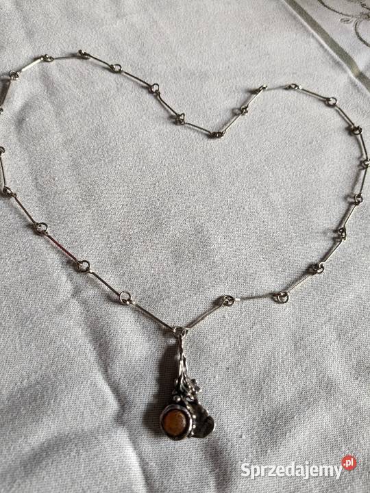 Stary naszyjnik Orno Srebro z bursztynem