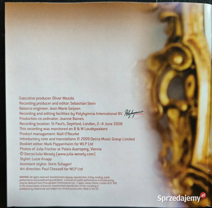 Bach koncert na skrzypce wyk Julia Fischer CD mazowieckie Warszawa