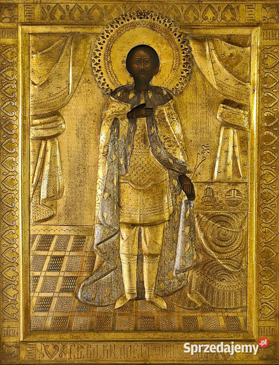 Ikona Święty Aleksander Newski 0054 Malarstwo Warszawa