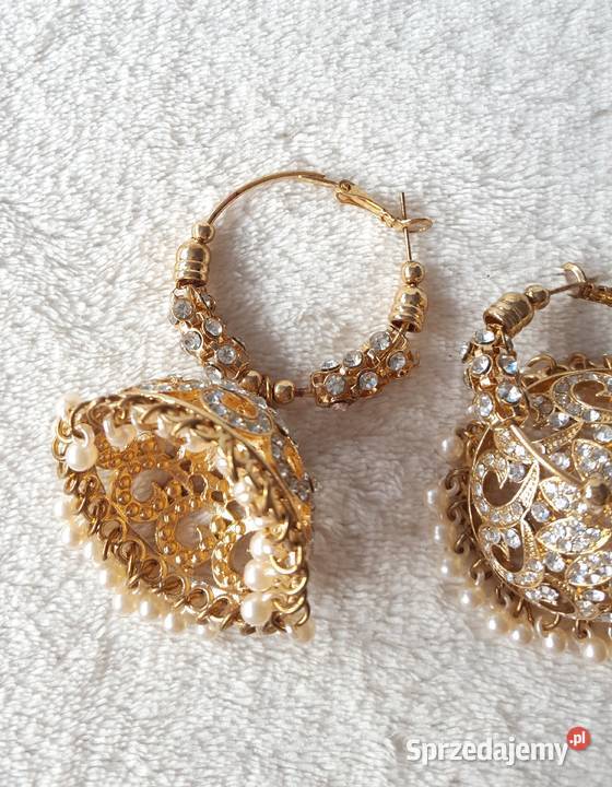 Złote kolczyki indyjskie orient duże jhumki Kolczyki Zegarki i Biżuteria sprzedam