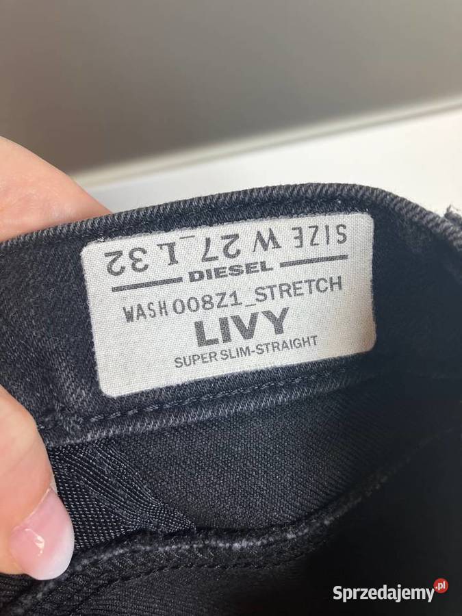Jeansy damskie Diesel Livy grafit ultra low Bez wzoru Nisko