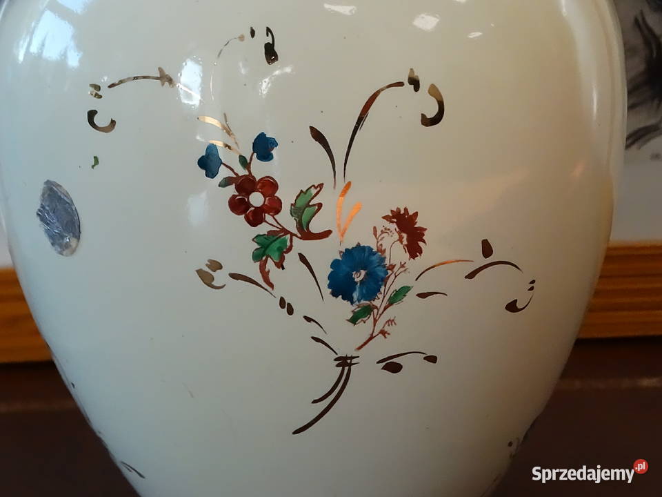 Elegancki wazon ceramiczny vintage retro motyw Biłgoraj