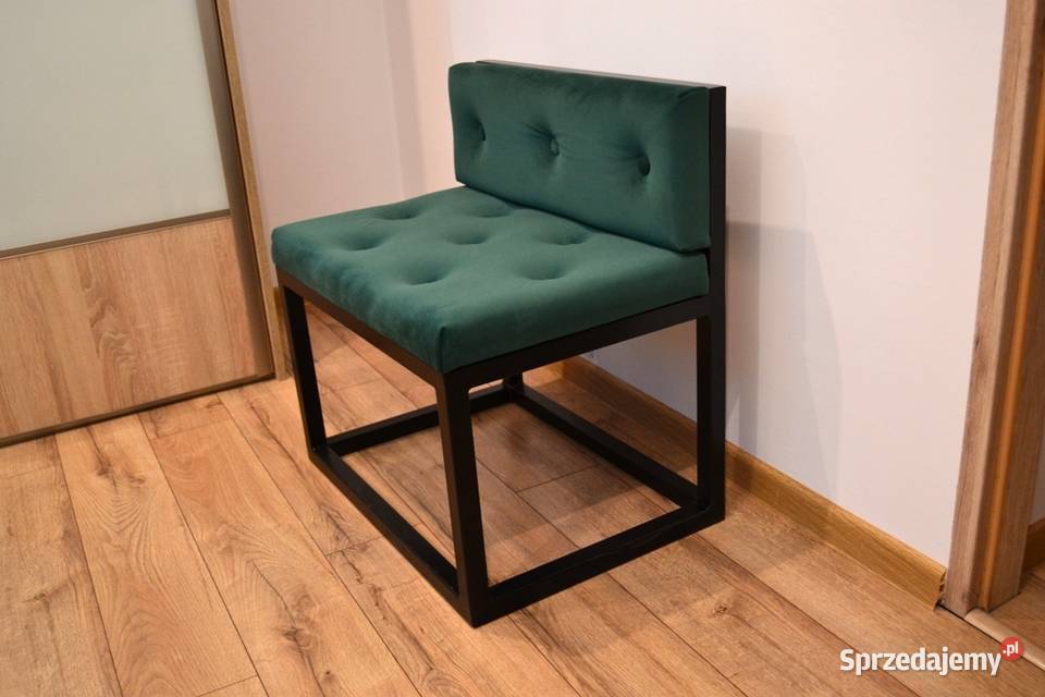 Ławeczka loft siedzisko pufa z oparciem stalowa proste Kraków