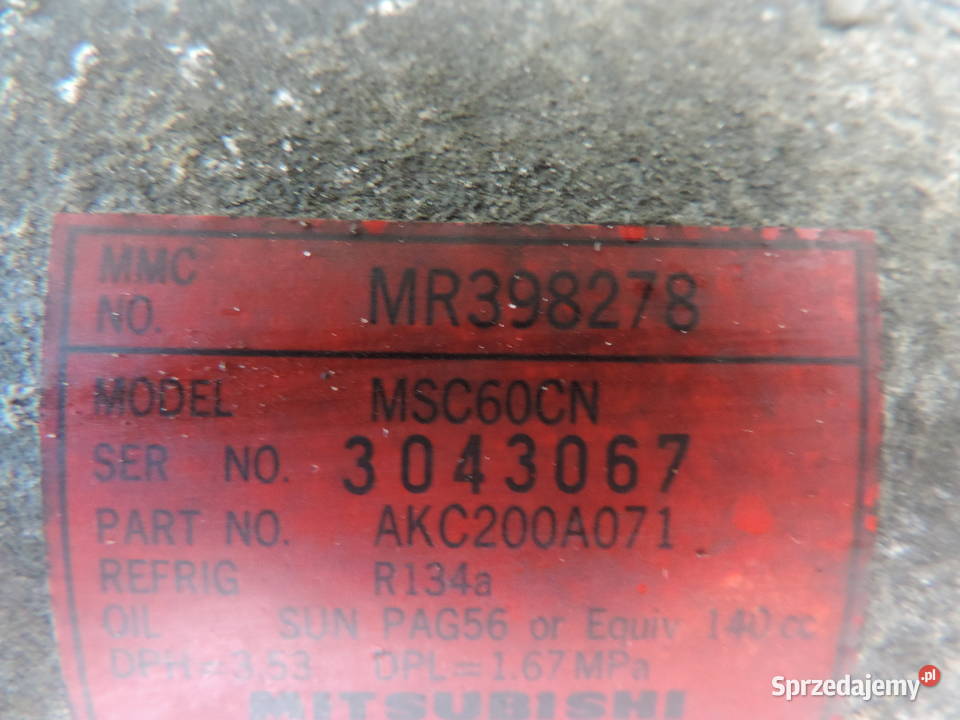 SPRĘŻARKA KLIMATYZACJI SPACE STAR 13 MR398278 małopolskie Nowy Sącz