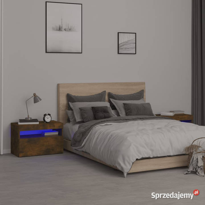 Szafki nocne z LED 2 przydymiony dąb 60x35x40 Warszawa