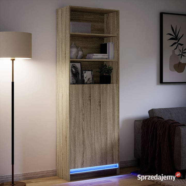 Wysoka szafka z LED dąb sonoma 69x325x200 mazowieckie Warszawa