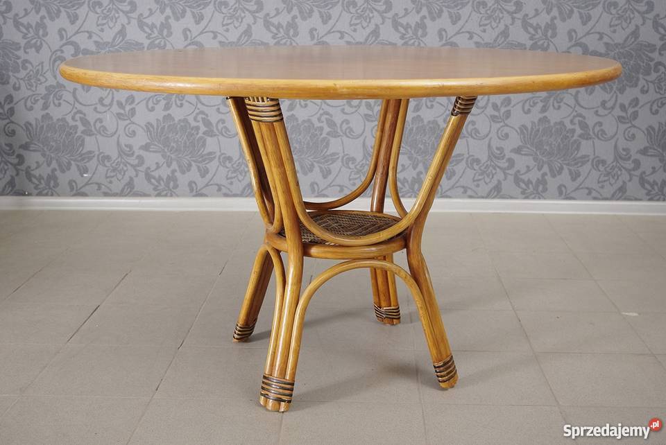 Stół 4 krzesła rattanowe bambusowe komplet 4925 Nysa