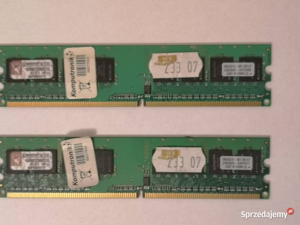 Pamięć KINGSTON KVR667D2N5K22G 1GB DDR2 667MHz CL 5.0 lubuskie Rusinów