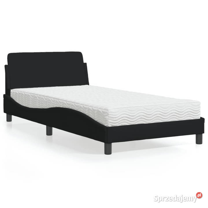 Łóżko z materacem czarne obite tkaniną 100x200 mazowieckie