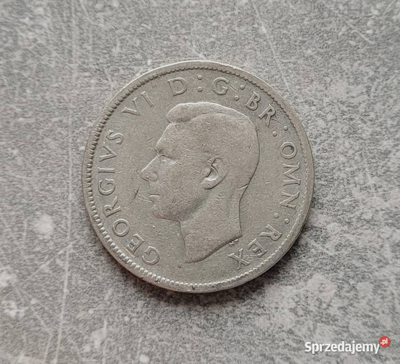 196 ANGLIA srebro 2 Szylingi 1943 r Jerzy VI Numizmatyka Wola Kruszyńska