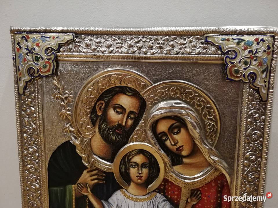 Piękna ikona przedstawiająca Świętą Rodzinę Łódź sprzedam