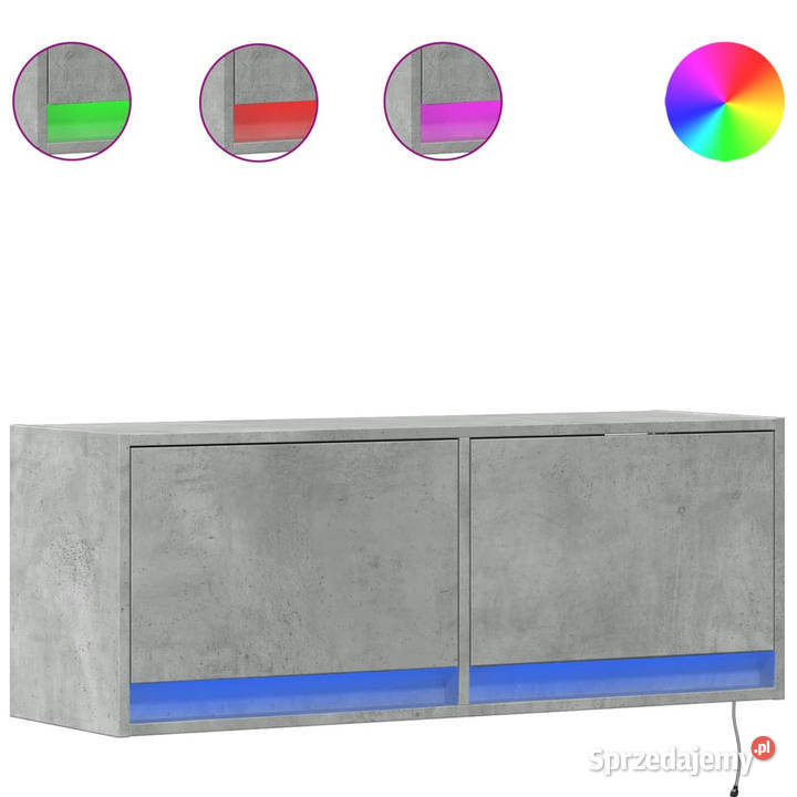 Ścienna szafka TV z LED szarość betonu 100x31x35 Warszawa