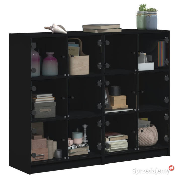 Biblioteczka z drzwiczkami czarna 136x37x109
