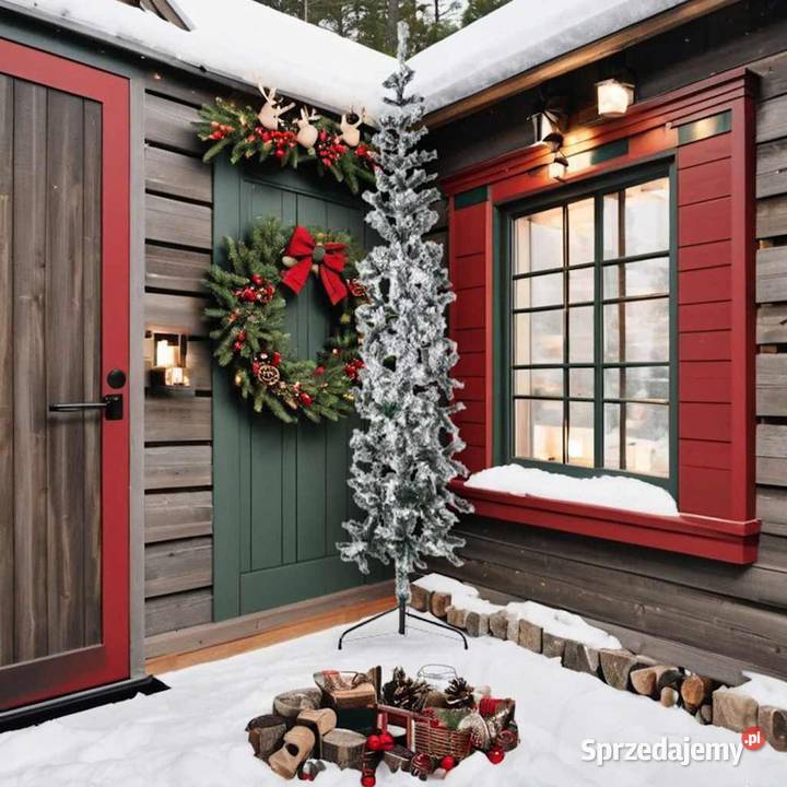 vidaXL Smukła choinka połówka sztuczna ośnieżona mazowieckie Warszawa