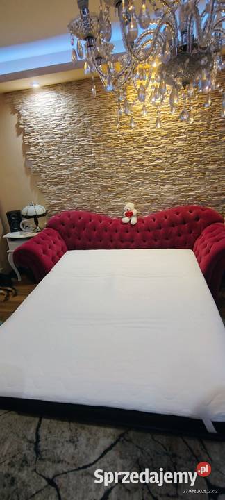 Sofa Glamour rozkładana z funkcją spania topper tkanina
