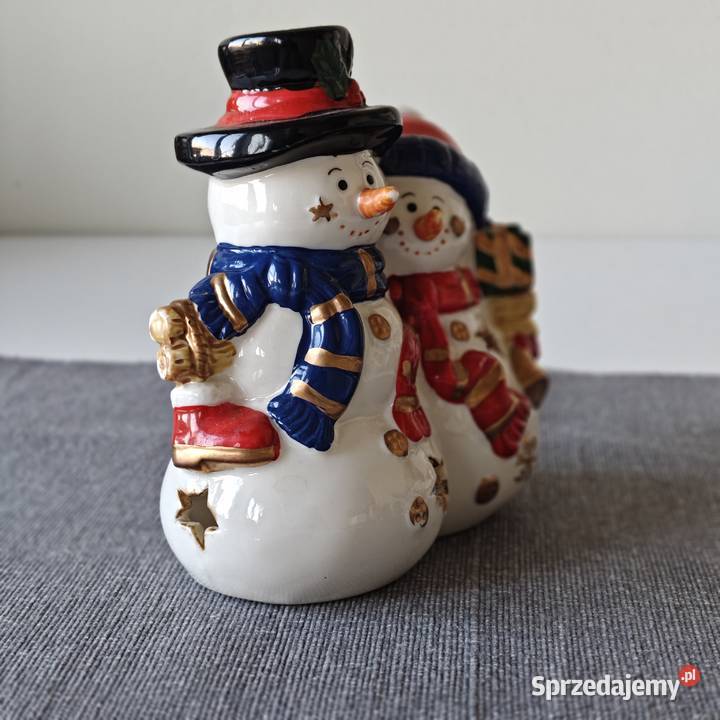 Ceramiczny świecznik lampion DWA BAŁWANKI ozdoba