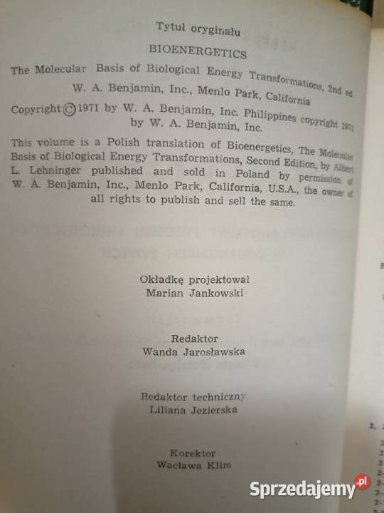 Bioenergetyka książki Warszawa księgarnia Praga Podręczniki
