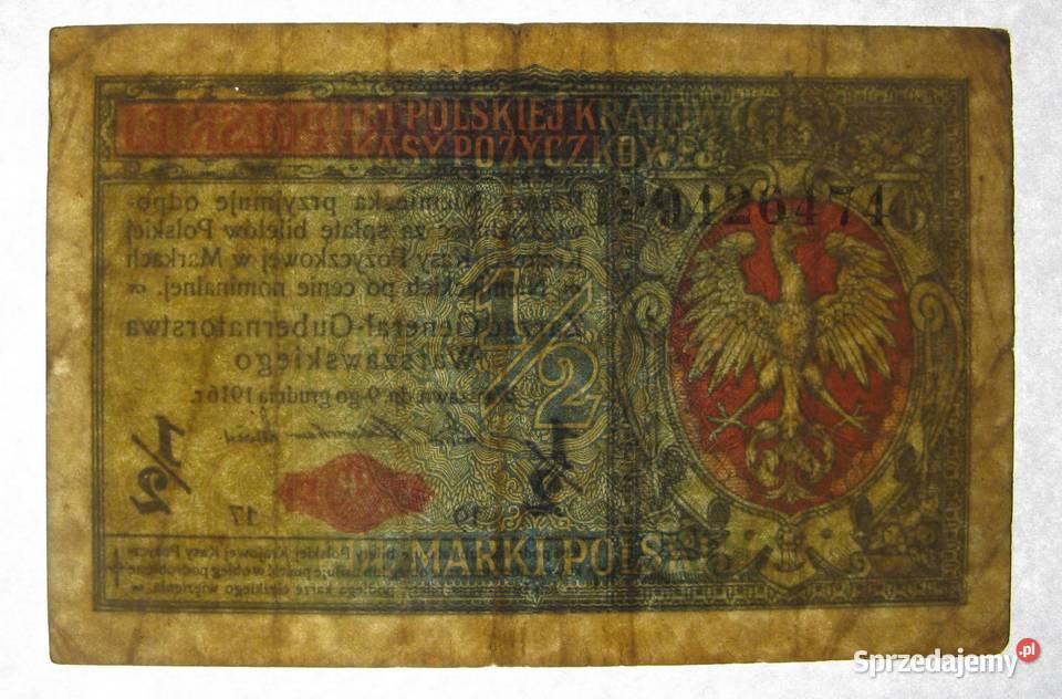 12 Pół Marki Polskiej 1916 Seria B Numizmatyka Dąbrowa Górnicza sprzedam