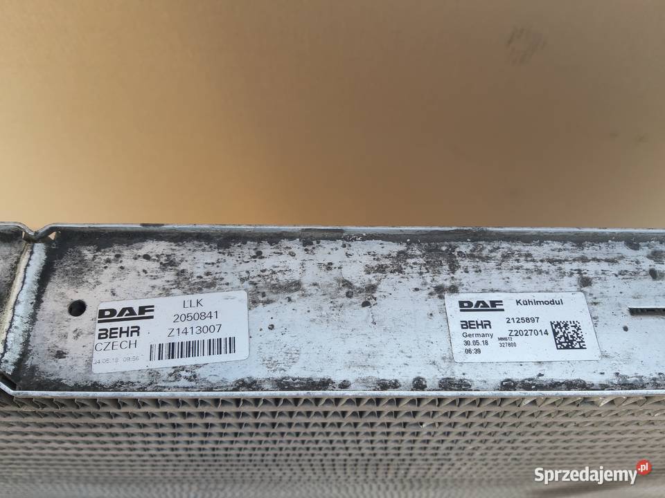 DAF XF 106 EURO6 CHŁODNICA POWIETRZA INTERCOOLER lubuskie Trzciel sprzedam