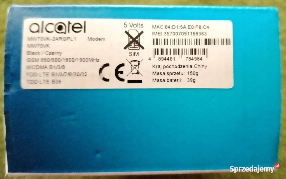 Router WiFi Alcatel Link Zone MW70 LTE Cat 7 Katowice
