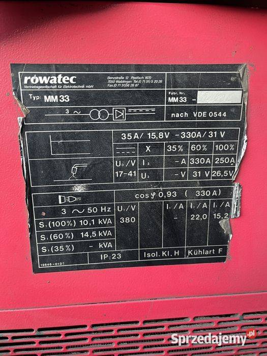 Rowatec MM 33 Spawarka Migomat Mig Mag 330 A Spawarki inwertorowe Tuliszków