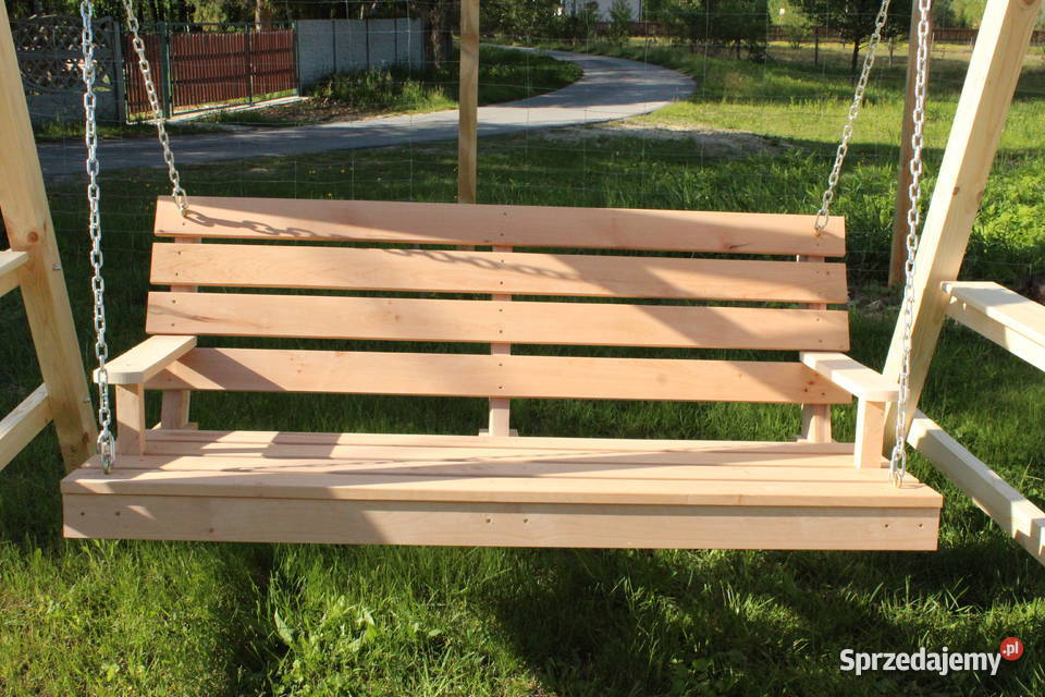 Huśtawka ogrodowa 3 os półki drewniana sosnowa Meble ogrodowe Meble ogrodowe Przyszów
