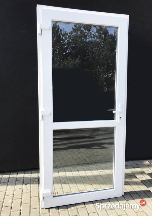 100 x 200 białe drzwi PCV szyba PCV Mstów