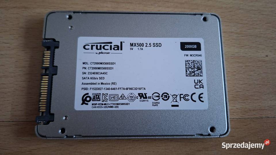 Dysk SSD 2TB 25 SATA Crucial MX500 Stan Idealny Pojemność 2000 Kraków
