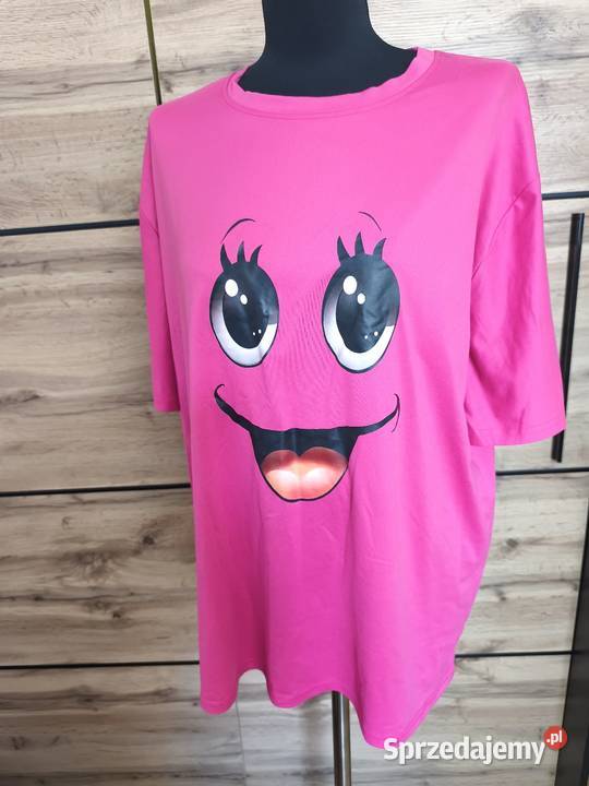 Świetna koszulka tshirt z motywem buźki róż Rozmiar 44(XXL) Odzież damska lubelskie Chełm