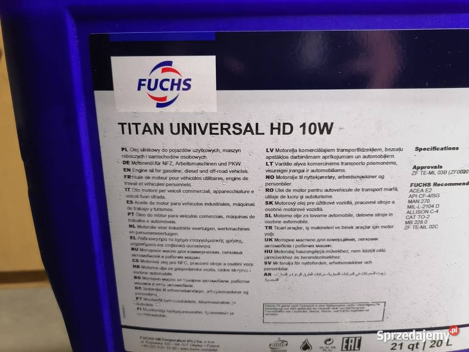 Olej fuchs titan universal hd 10 w silnikowy 20 Pozostałe świętokrzyskie