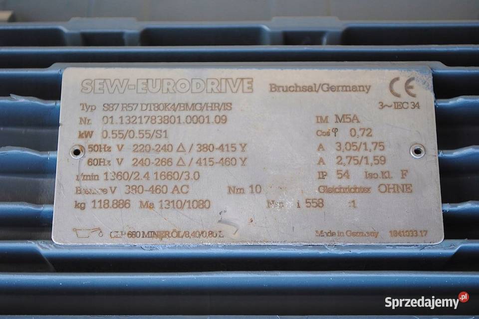 Motoreduktor kątowy 055kw24obr z hamulcem SEW Kargowa