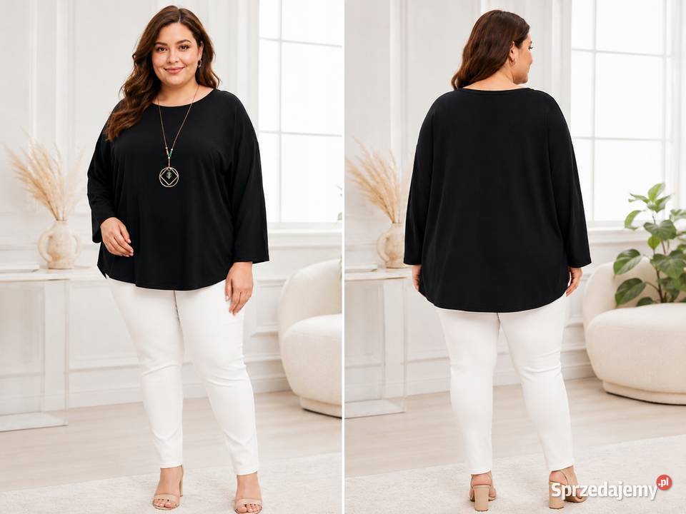 Bluzka damska plus size czarna z wisiorem długi Pątnów sprzedam