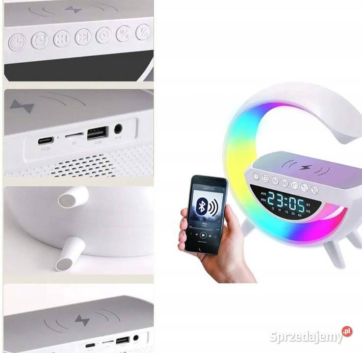Lampka LED KOLOROWE Ładowarka Głośnik RGB RADIO Czarnków