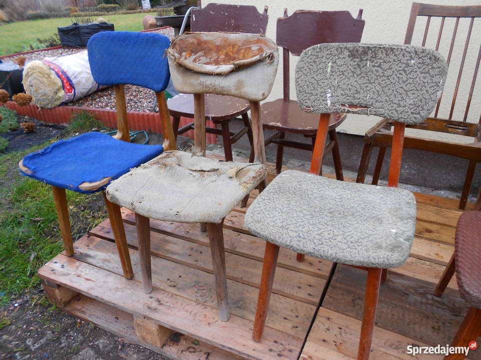 Krzesła Drewno PRL Różne Modele