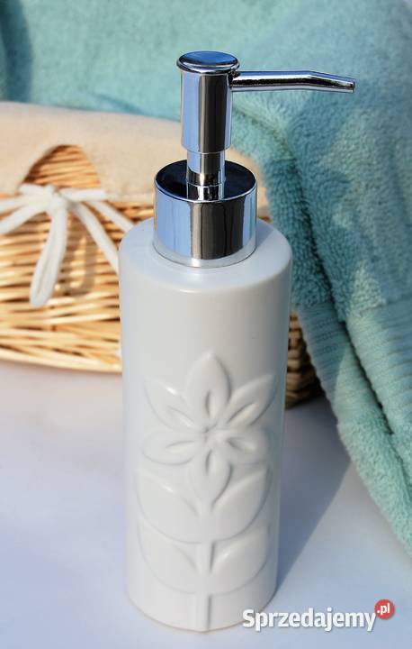 Dozownik na mydło biały ceramika kwiat 205 Lublin