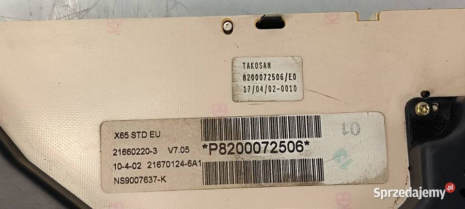 LICZNIK ZEGAR RENAULT THALIA 8200072506 Pozostałe