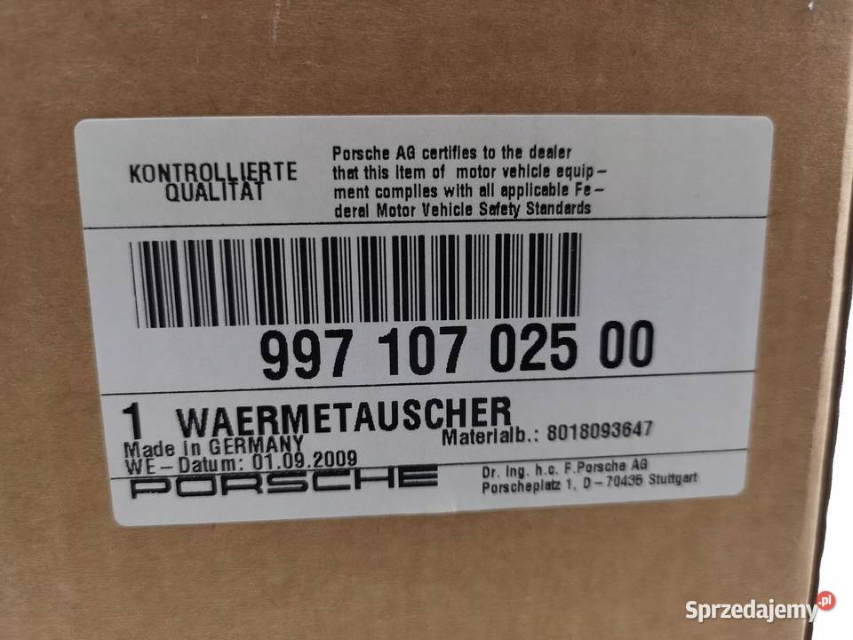 CHŁODNICA OLEJU PORSCHE 911 997 20052009 GT3 RS