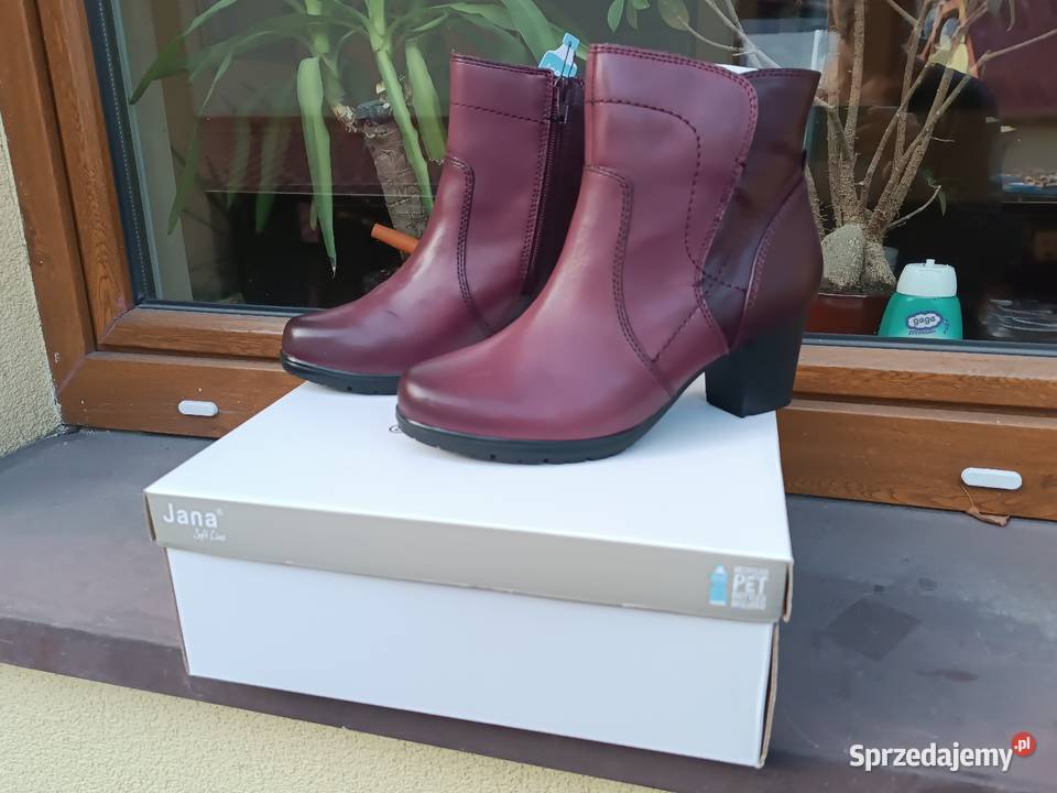 Botki skórzane damskie firmy JANA bordo rozmiar inna śląskie Szczyrk
