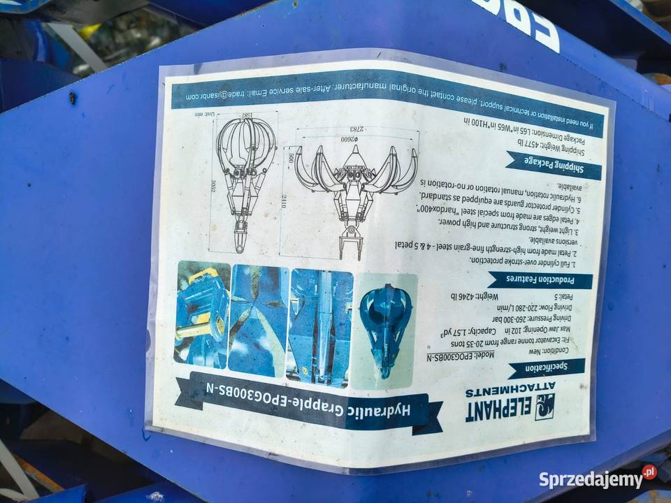 Chwytak do złomu materiałów sypkichodpadów Siennica Nadolna sprzedam