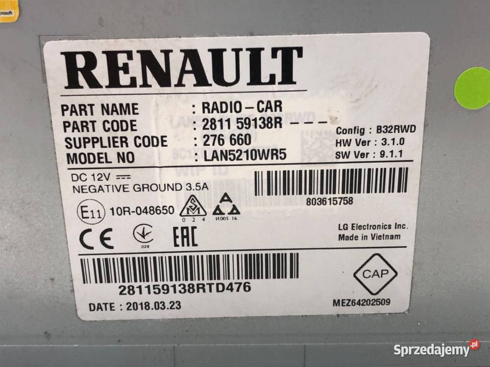 RADIO NAWIGACJA RENAULT CLIO IV 281159138R osobowe
