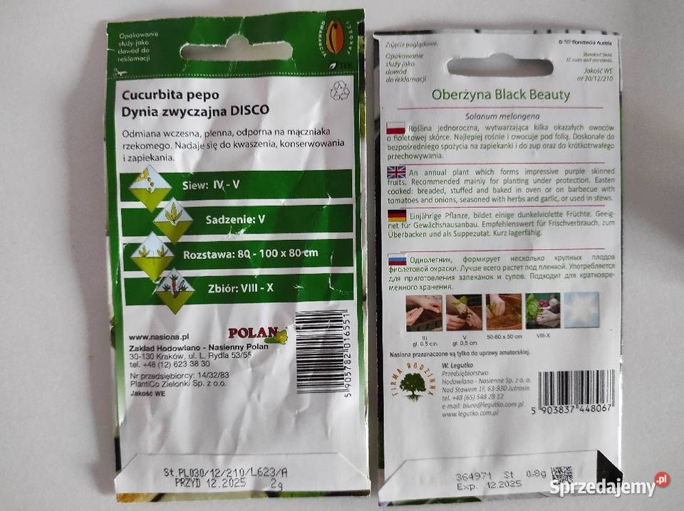 Nasiona różne fasola X2 dynia oberżyna brokuł Płock