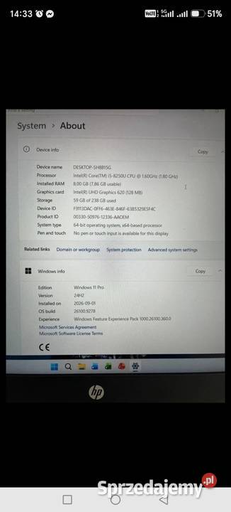 Laptop HP ProBook 450 G5 i5 8gen 8GB RAM 256GB Torba w komplecie