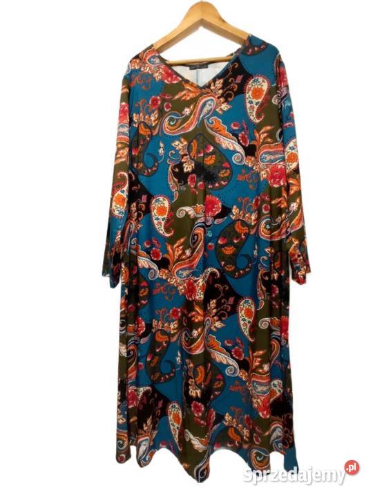 Wielobarwna Sukienka W Stylu Vintage Boho Kudowa-Zdrój