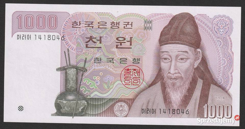 KOREA POŁUDNIOWA 1000 WON 1983 STAN BANKOWY UNC Łódź