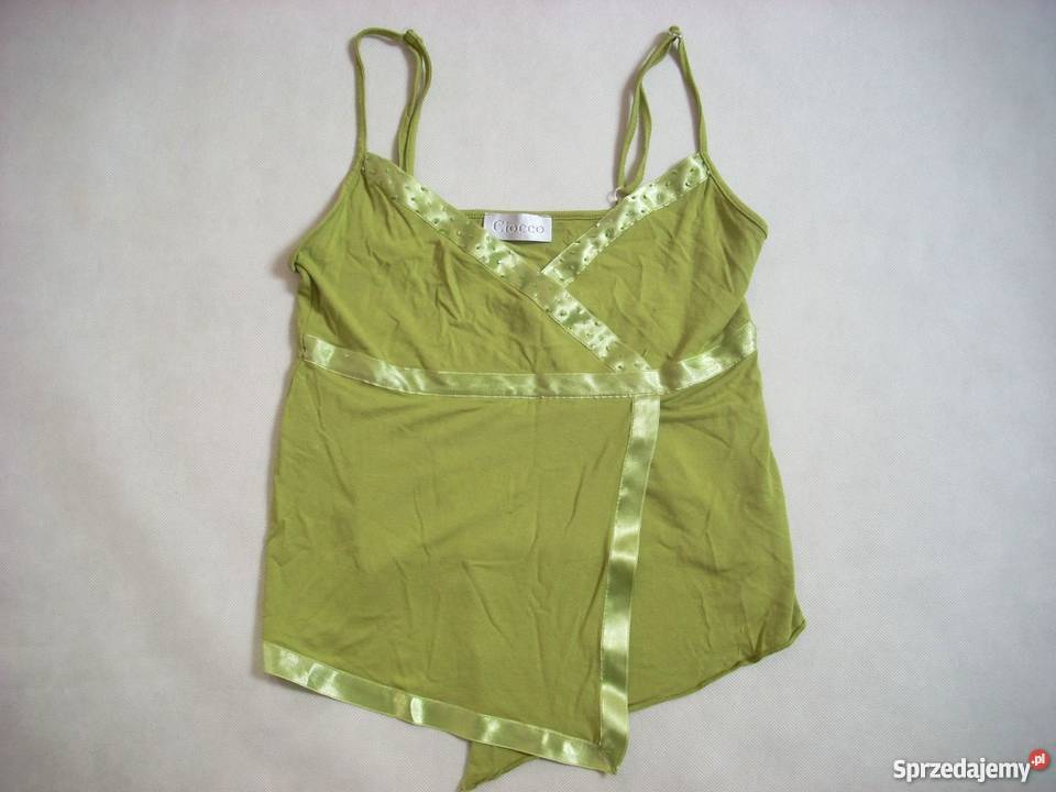 Top Crop z Satyna Koraliki Bluzka Lato S M Na ramiączkach sprzedam